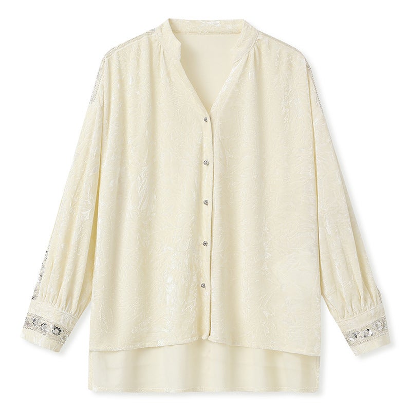 Yailla New Chinese Style High-End Beaded Velvet Shirt Autumn New Arrival Versatile Cardigan Fashionable Top Elegant and Noble Chinese Style for Women Niche Design Tang Coat Suit - Image 1